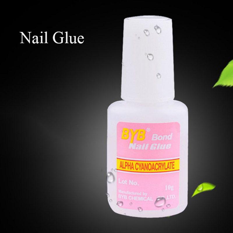 

10g beautiful nail art glue with brush on strong adhesive fake acrylic false tip Special glue for false nail paste, White