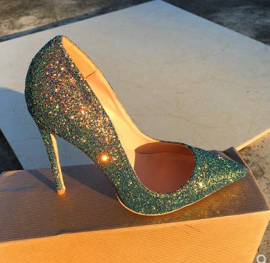

Big sale size 33 to 46 glitter blue green high heels red bottom deigner shoes genuine leather dress shoes party wedding shoes, Extra carton;not shoes