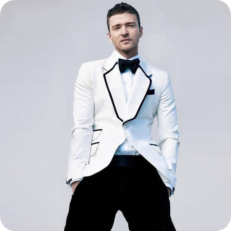 

Handsome White Slim Fit Men Wedding Tuxdos Notch Lapel Groom Tuxedos Excellent Men Jacket Blazer 2 Piece Suit(Jacket+Pants+Tie) 2775, Same as image