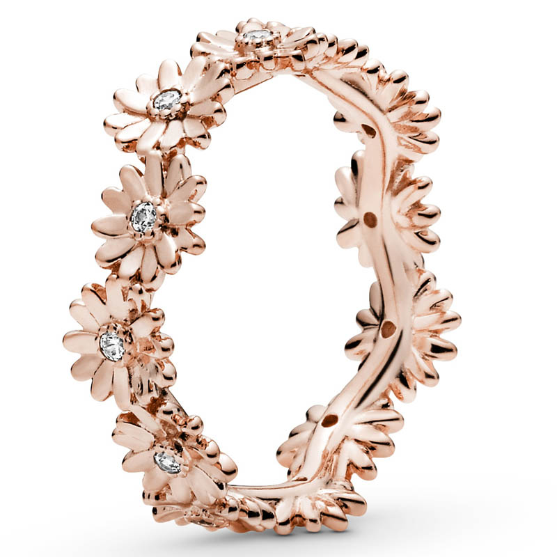 

Cluster Rings Wholesale 925 Sterling Silver Ring Sparkling Rose Daisy Flower Crown With Crystal For Women Birthday Party Jewelry
