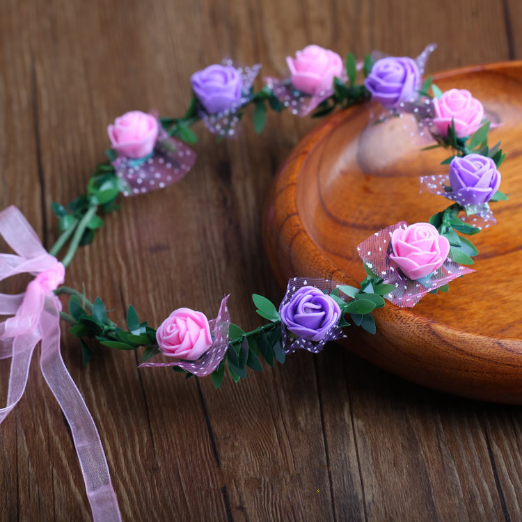

Bohemian Flower Wreath Girl Head Flower Crown Rattan Garland Festival Wedding Bridal Floral Headband Headdress Party Decoration GGA2313