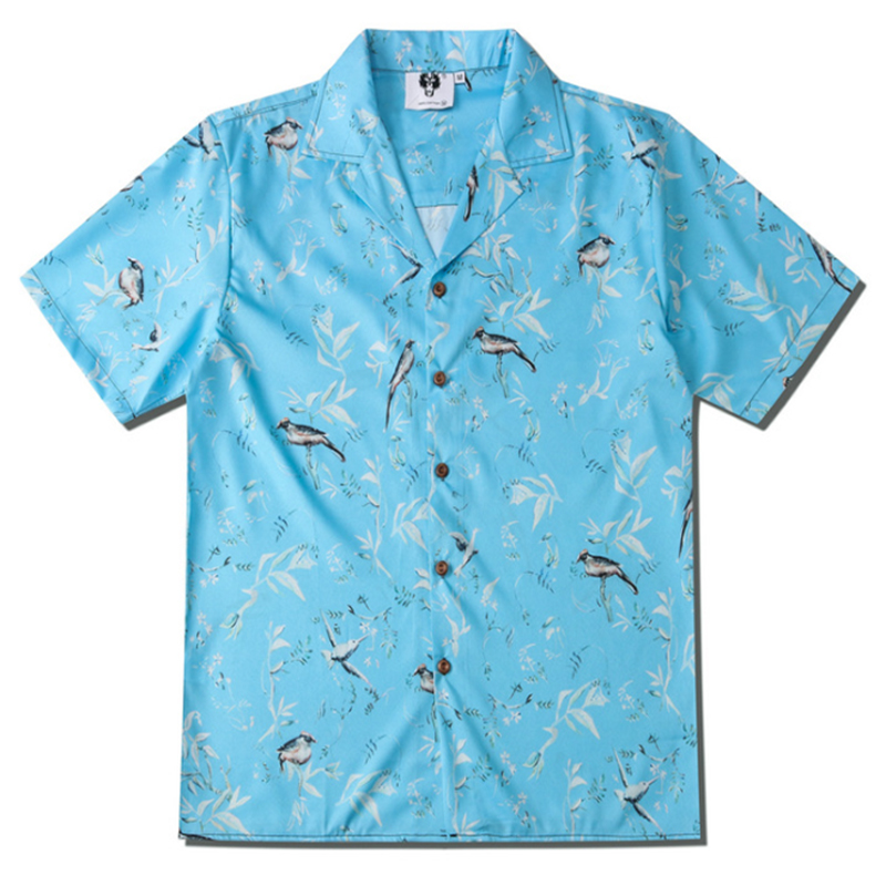 

Men' Top Shirt Short Sleeve Creative Art Animal Print Blue Casual Beach Street Shirt Short Sleeve Men and Women Streetwear