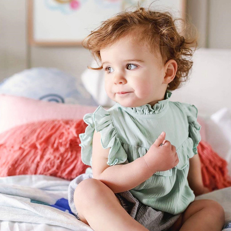 

Newborn Baby Girl Romper 0-24M Infant Girl Sleeveless Jumpsuit Outfit Summer Brown/green/pink Romper for Girls Baby Clothing, Beige