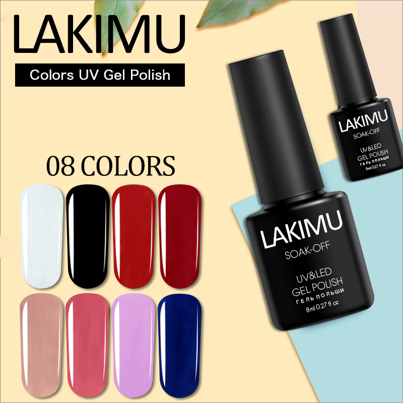 

LAKIMU 2019 UV Gel Nail Polish 8ml 54 Color Manicure Uv Led Permanent Enamels Gel Varnishes for Nails Art Primer, 02-05-08
