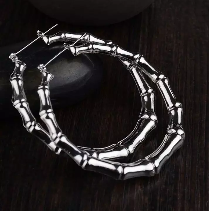 

Wholesale- New Basketball Wives Gold Silver Tone Heart Star Bamboo Joint Hoop Earrings Jewelry Africa ethnic Large hoop Earrings, Golden;silver