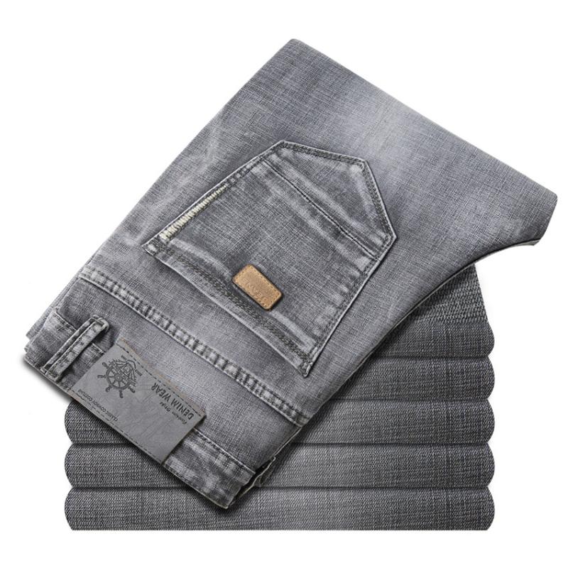 

Jeans men 2020 New Business Fashion Stretch Denim Classic Style Men's Regular Fit Stragith Jeans Gray Jean Trousers Male Pants, Light blue p317