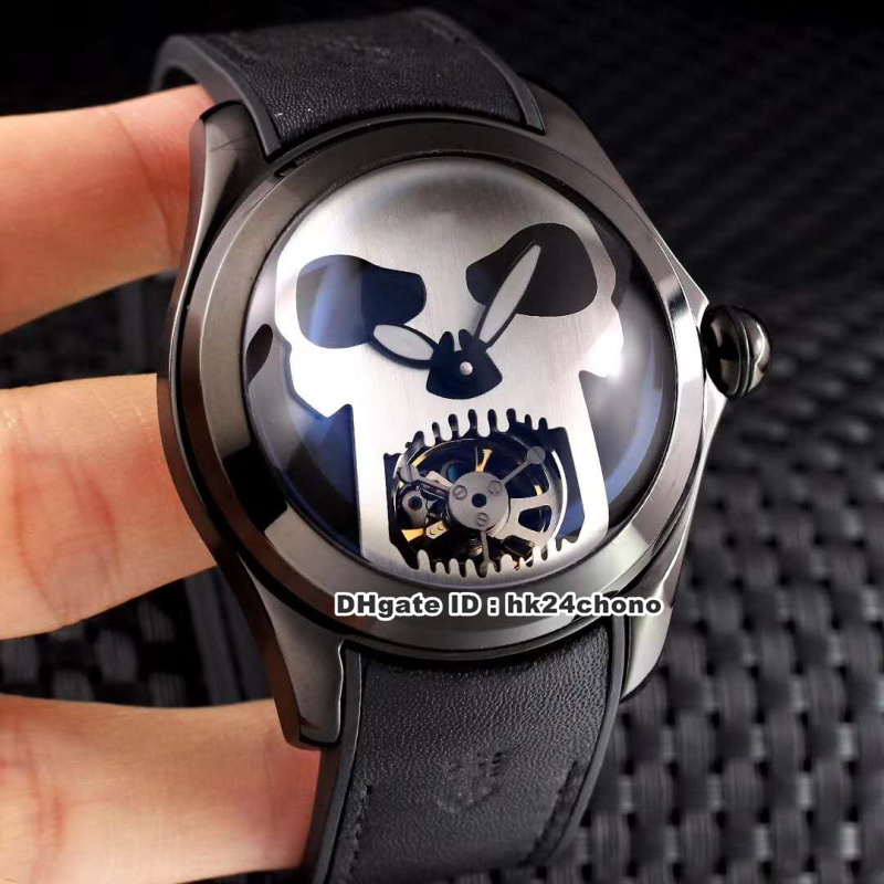 

5 Style Best Bubble Tourbillon Black PVD Steel Automatic Mens Watch 016.301.98 Skull Dial Dial Rubber Strap Gents Watches