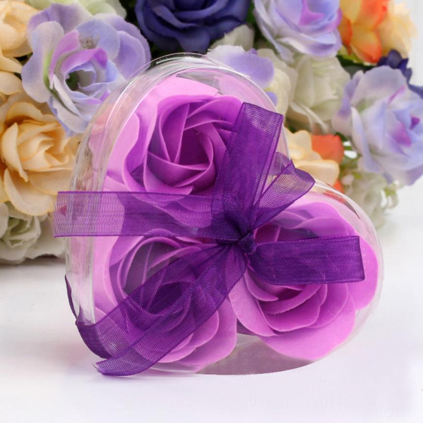 

3pcs/set Heart-Shaped Rose Soap Flowers Bath Body Soap Romantic Souvenirs Valentine's Day Gifts Wedding Favor Party Decor, Multi