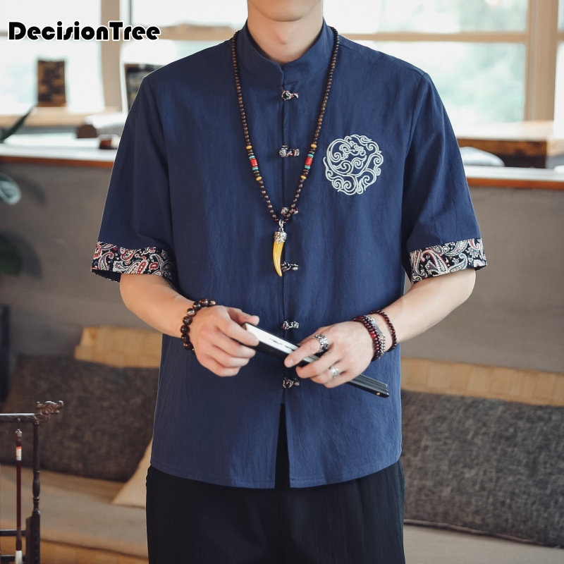 

2020 arrival men's shirts half sleeve shirts for men cotton stand collar men luxury clothing hombre