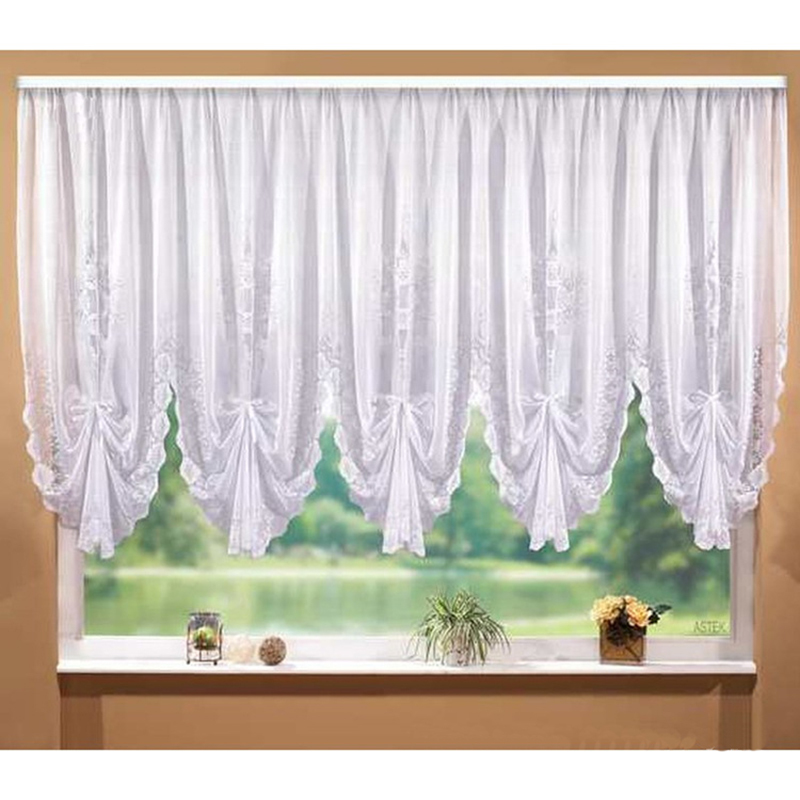 2019 Classic White Lace Pelmet Transparent Wave Tulle Curtains For