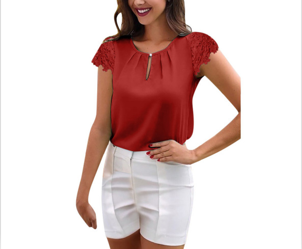 

Vogue Solid color Chiffon women t shirt korean clothes 2020 summer harajuku top Short sleeve O neck harajuku tshirt feminina new, Black