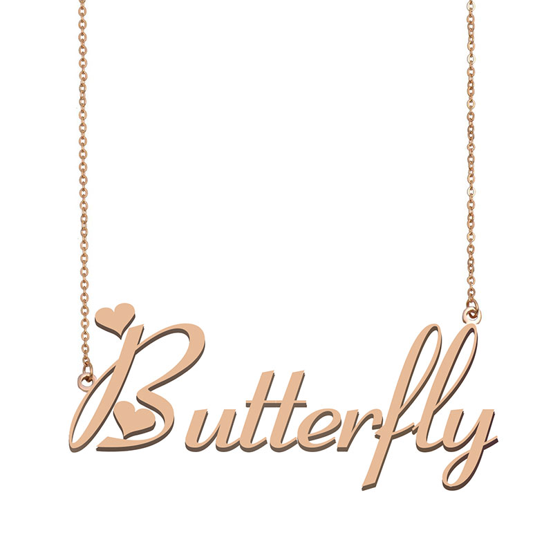 Butterfly Name Necklace Pendant for Women Girls Birthday Gift Custom Nameplate Kids Best Friends Jewelry 18k Gold Plated Stainless Steel-image-530289716