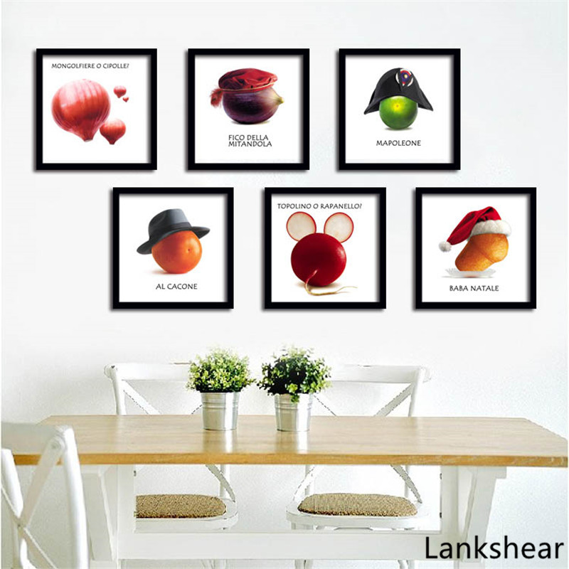 

Creative Wall Art Canvas Painting Poster Fruits Vegetables On canvas Wall Pictures For Dining Hall Kitchen Home Decor No Frame