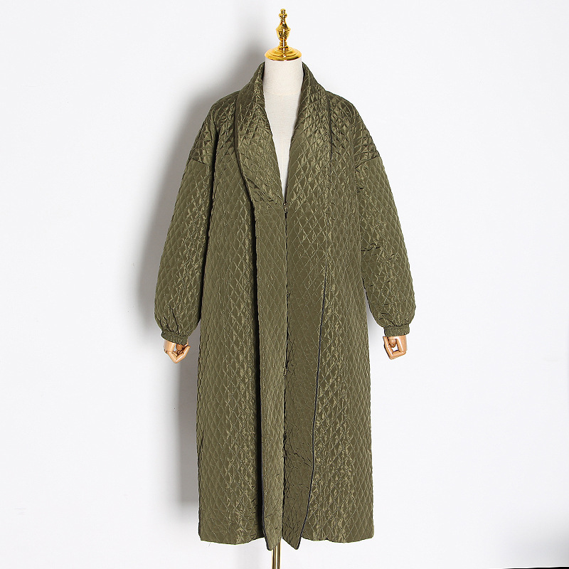 

Large Size Dress 2020 Plaid Trench Coat Female European and American Long Loose Slim Hidden Buckle Long-Sleeved Coat Fashion