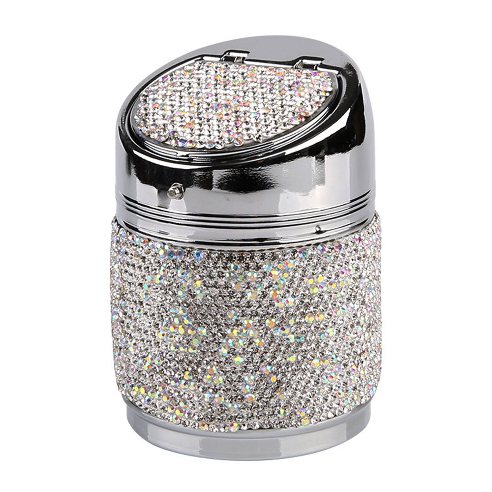 

Car Ashtray Handcraft Style Portable Metal Crystal Bling Bling Rhinestones Car Ash Tray Ashtray Ash Storage Cup Accessories
