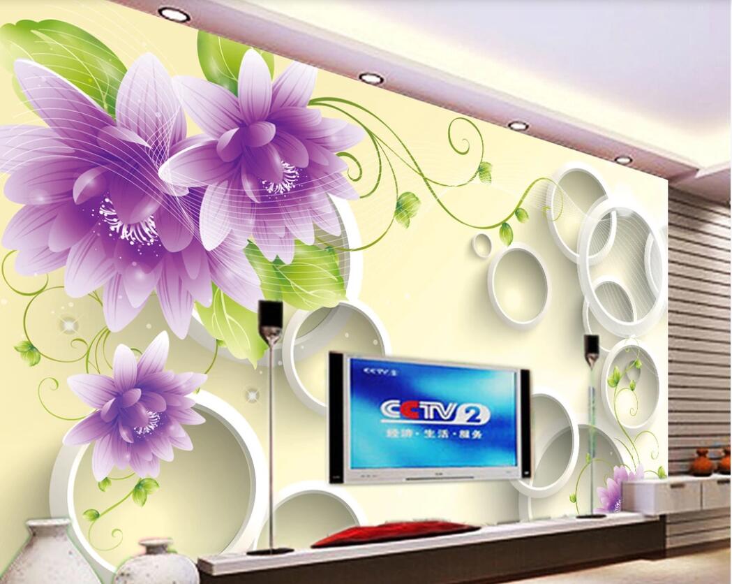 

3d room wallpaper custom photo mural HD fashion purple rose flower 3D TV background wall wall art canvas wallpaper for walls 3 d, Non-woven fabric