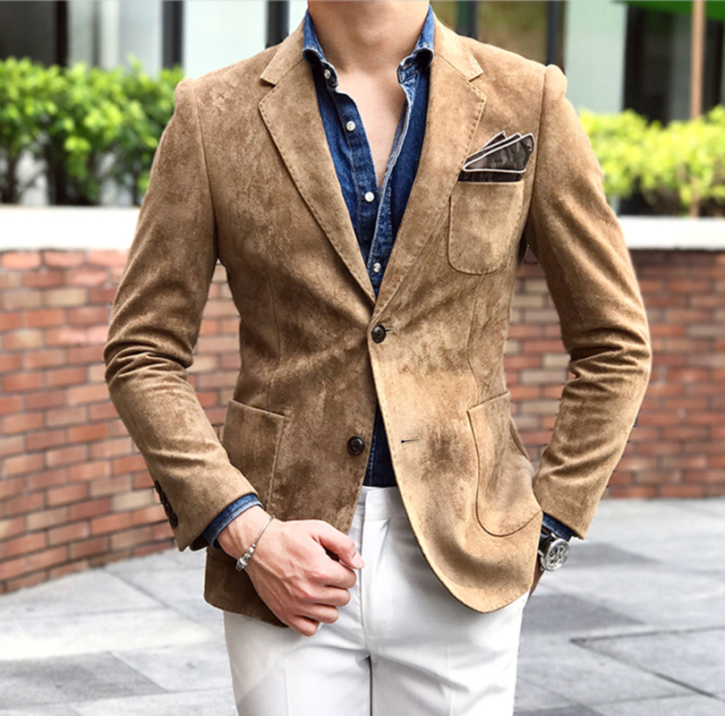 

Men's Suit Vintage Slim Fit Wedding Suit For Men business Blazer 2 Pieces Jacket and White Pants Set Formal Wedding Groom Tuxedo, Navy blue