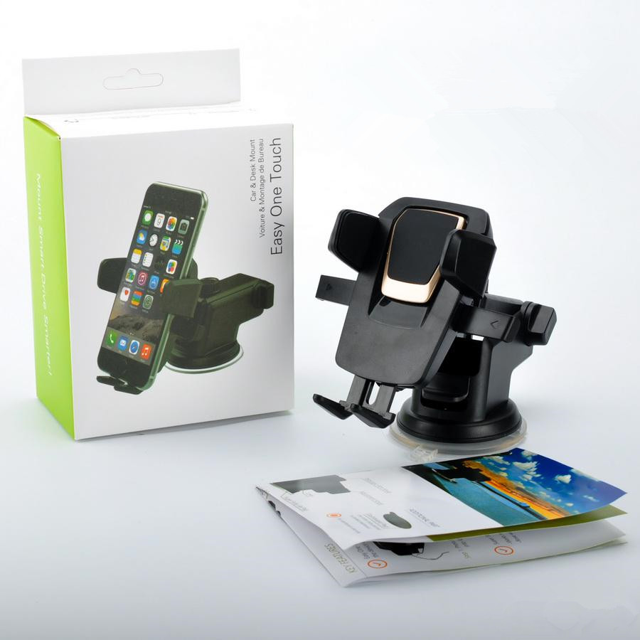 

High Quality Car Phone Holder 360 Degrees Easy One Touch Universal Smartphone Car Mount Holder Adjustable Phone Mounting Suction Cup Holder, Black