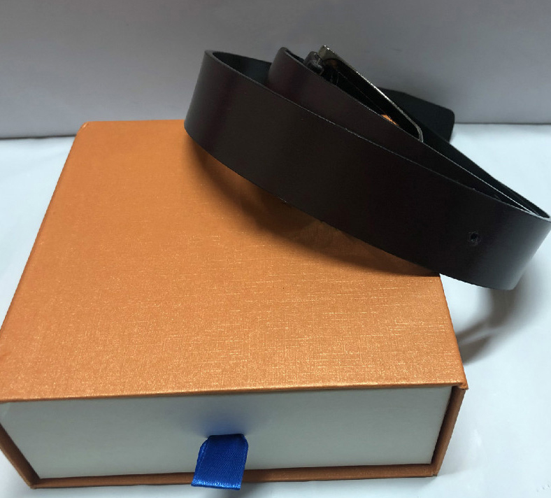 

Belts for Mens Belts fashion Belt Plaid Leather Business Belts Flower Big Gold Silver Buckle with Box, No box