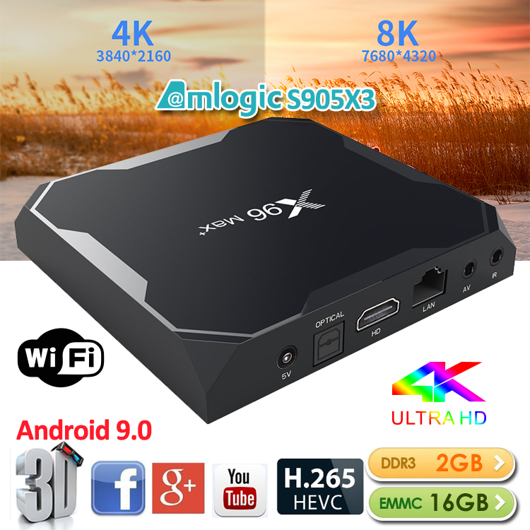 

X96 max plus Smart TV Box Android 9.0 S905X3 2GB 16GB 2.4G Wifi 8K HD Set top-box media player