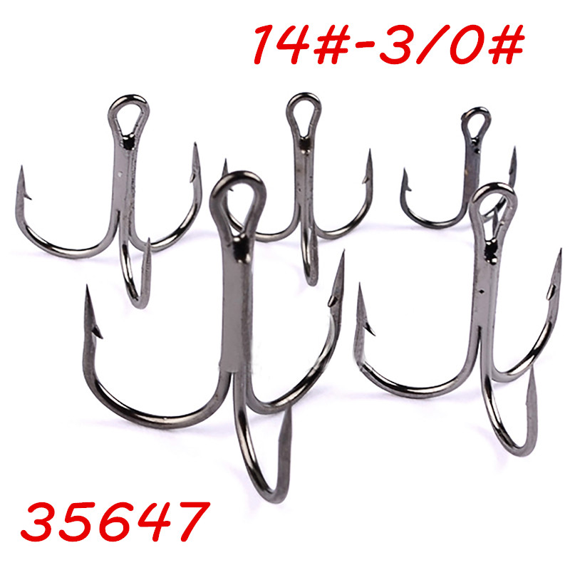 100pcs High carbon Steel Fishing Hook Sharpened Treble Hooks 3//0-4# Nickel Red