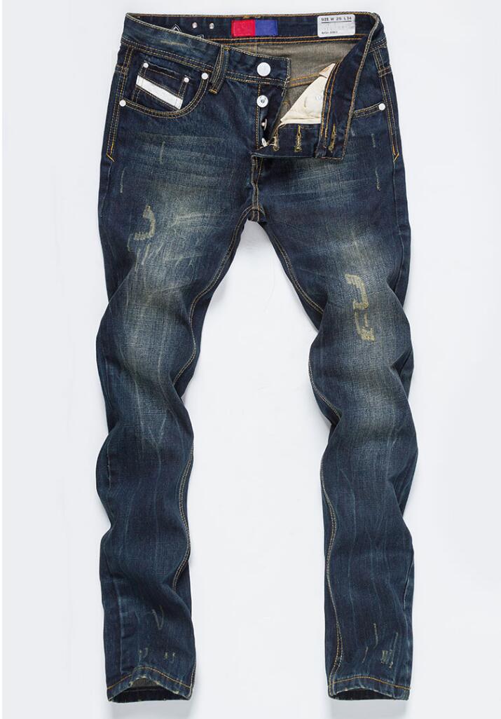

New 2020 Vintage Mens Straight Jeans Button Pocket Designer Mens Pants Fashion Distrressed Washed Teenagers Jeans Male Clothing
