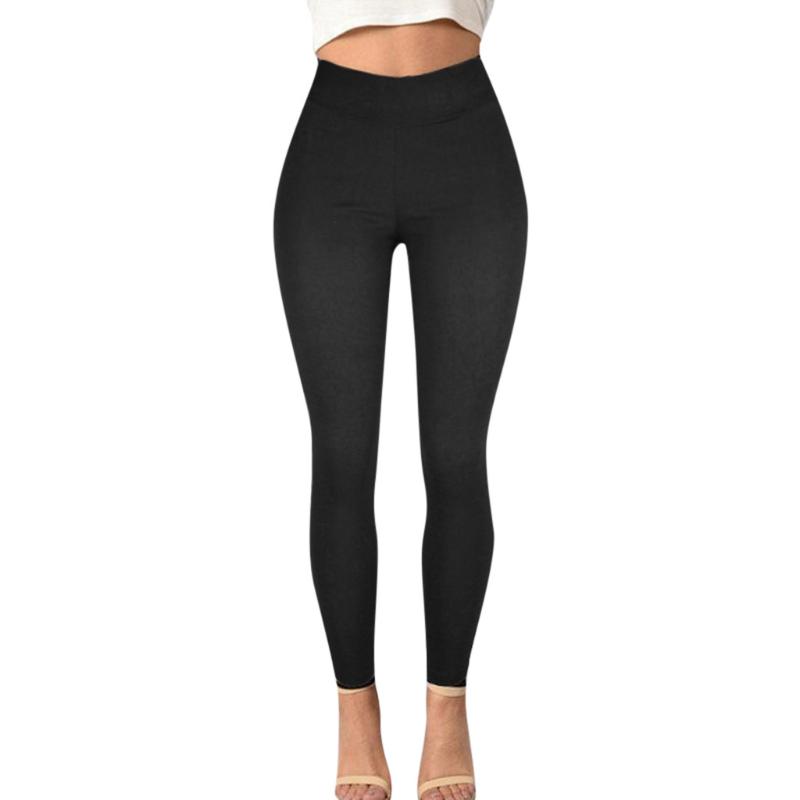 

Plus Size Leggings Solid Pencil Pants Pocket Denim Skinny Professional Running Fitness Gym Sport Leggings Tight Trouser #BL4, Black