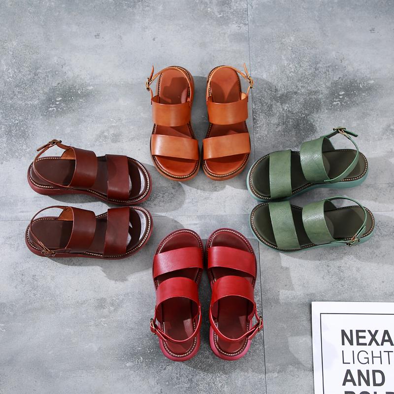 

Tilocow Summer Genuine Leather Ladies Platform Sandals Female Solid Open Toe Shoes Woman Buckle Strap Casual New Gladiator