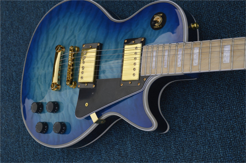 Free Shipping !! Guitar Factory Top Quality 2 Pickups ,Maple fretboard , gold Hardware ,LP Standard Blue Electric Guitar