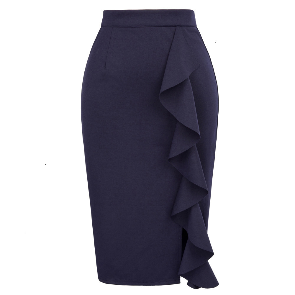 

Skirts For Women Ruffle Skirt Womens Sexy Ruffles Wear Business Work Office High Waist Casual Bodycon Slim Summer, 2 black midi skirts