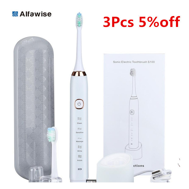 

Alfawise S100 Electric Toothbrush Sonic Toothbrush With 4 Modes Cleaning Advanced Safeguard Waterproof Oral Health Care 110-240v J190627