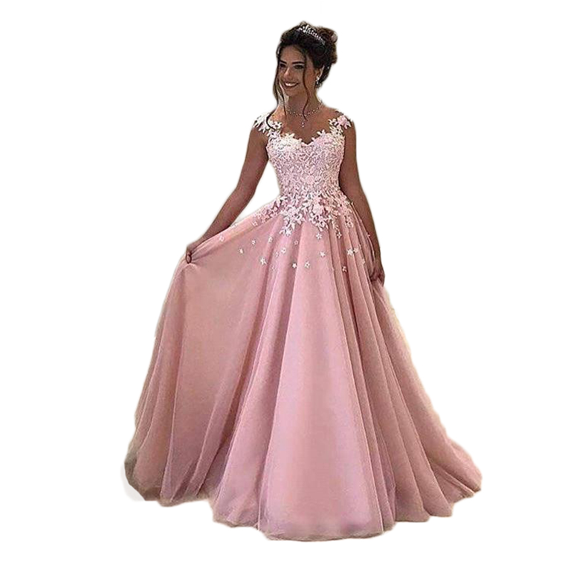 pink maxi evening dress