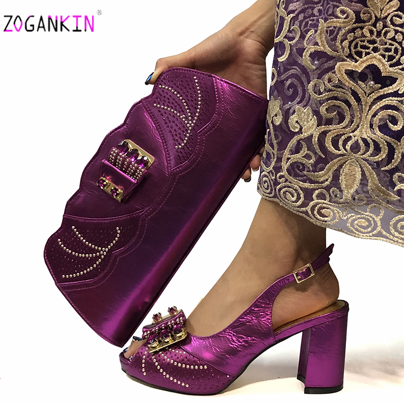 

Dress Shoes Magenta Shoe And Bag Set 2021 Women Italian Wedding Sandals Nigerian With Matching Bags