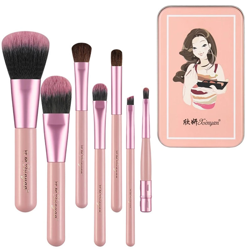 

7Pcs Makeup Brushes Set With Iron Box for Foundation Powder Blush Eyeshadow Concealer Lip Eye Make Up Brush Cosmetic Tool
