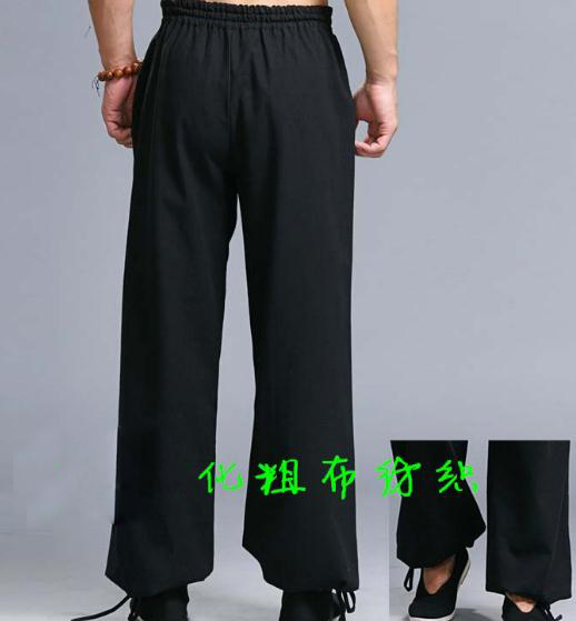 

100% cotton tai chi wushu trousers zen yoga pants martial arts training pants taijiquan bloomers black, As pic