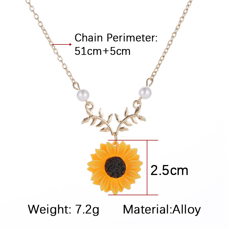 

Necklaces Simple Jewelry Womans Sunflower Antlers Necklace Ladies Pendant Chain Lovers Silver Color Trendy Korean Alloy Collares