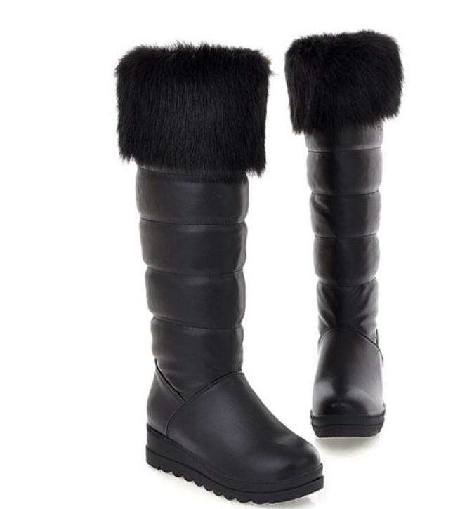 

2019 Women's boots in winter with New style flat bottom Thick bottom round head waterproof table @5047, Black