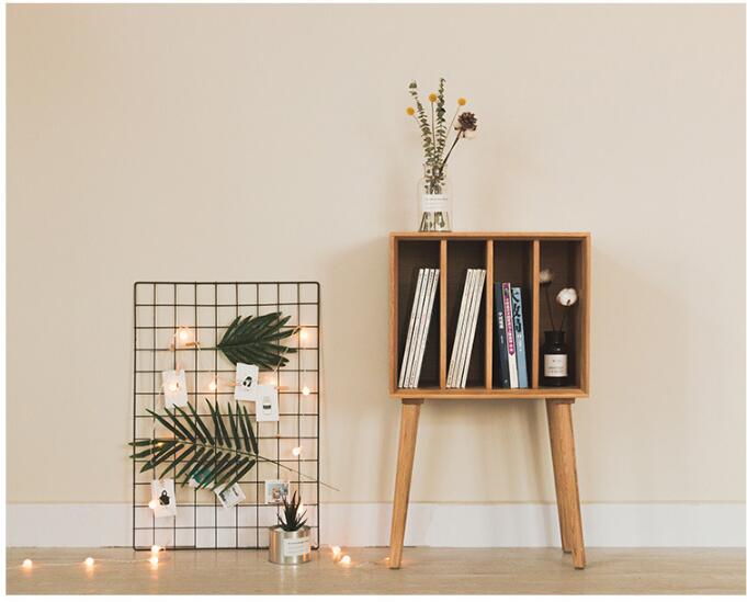 White Oak Bedroom Furniture Nordic Style Bookshop Solid Wood Magazine Simple Storage Cabinet Small Household Bedside Cabinets-image-488646401