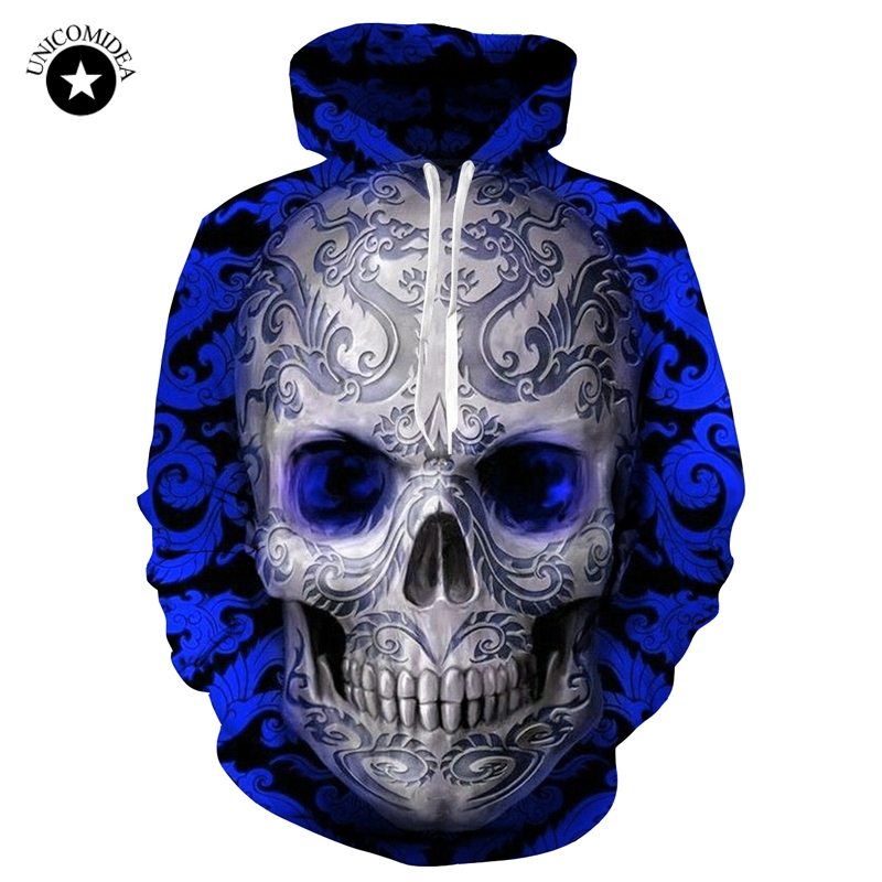 

2019 Blue/Red 3d Skull Hoodie Men Women Fashion Winter Spring Sportswear Hip Hop Tracksuit Brand Hooded Sweatshirt Dropship, Black