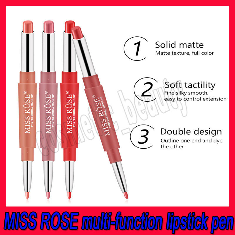 

.MISS ROSE Lipstick 2 in 1 Sexy Beauty Long Lasting Waterproof Pigment Matte Lipstick Pencils Moisturizer Lips Makeup Kit Wholesale 1229001, Mixed color
