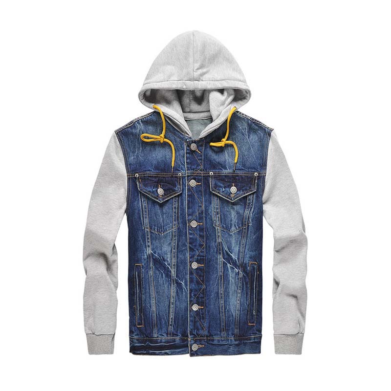 

NEW Denim Jacket Men hooded sportswear Outdoors Casual fashion Jeans Jackets Hoodies Cowboy Mens Jacket and Coat Plus Size M/5XL, Blue