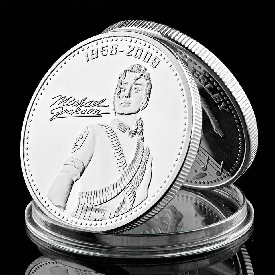 7pcs Michael Jackson 999.9 Silver Plated Metal Coin Decorative Gift Coin Crafts