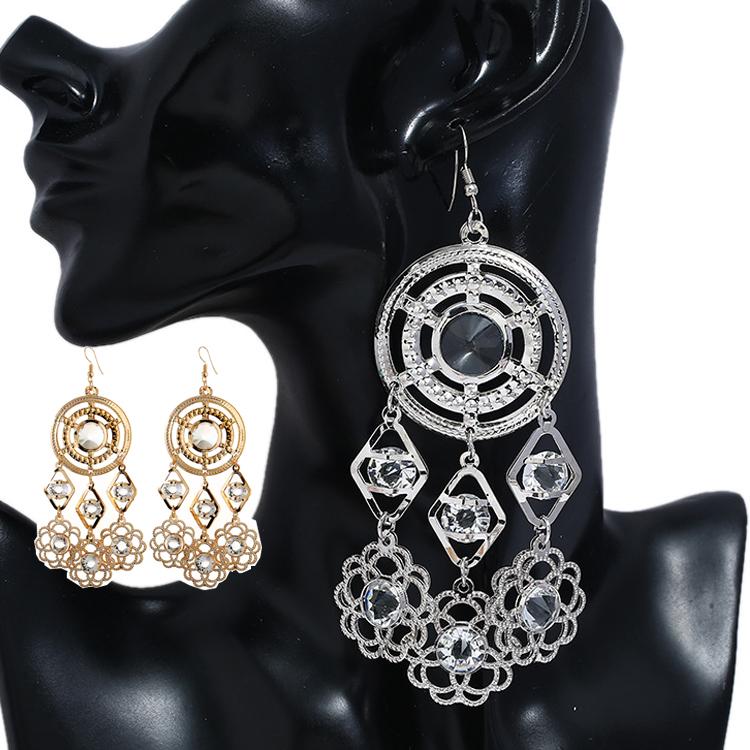 Luxury Defined Boho Chic Large Rose Drop Chandelier Earrings in Gold Plate