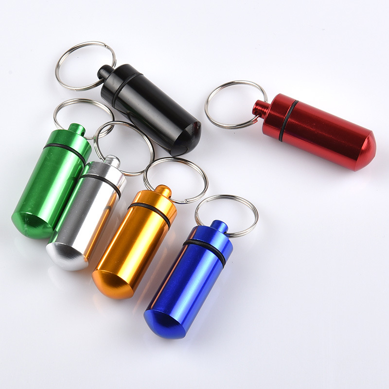 

Travel Aluminum Alloy Waterproof Pill Box Case Keyring Key Chain Medicine Storage Organizer Bottle Holder Container Keychain DBC BH3268