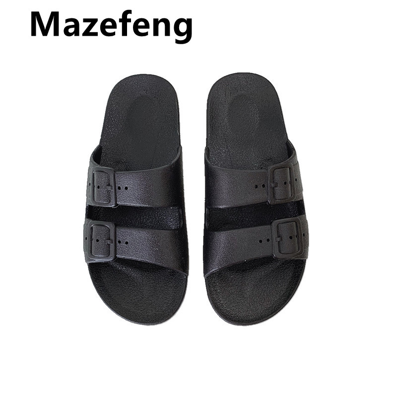 

Mazefeng Summer Home Men Slippers Simple Black White Shoes Non-slip buckles Slides Flats Couples Indoor Women Platform Slippers, Ba
