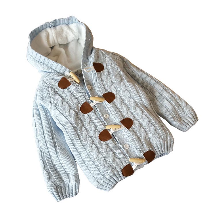 

Children Sweaters Kids Coat Fashion Designer Solid Color Cardigan Sweater Coat with Buttons Kids Hooded Outwear Boys and Girls Clothes, Blue