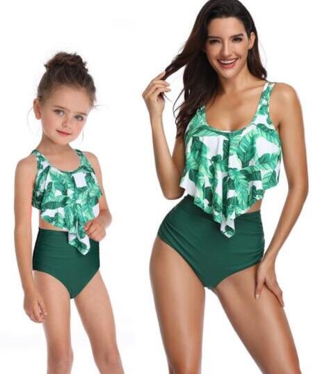 

Top girl ladies 2020 split swimwear women's high waisted bikini with ruffles parent-child Swim wear Bikini Set yakuda flexible stylish kid