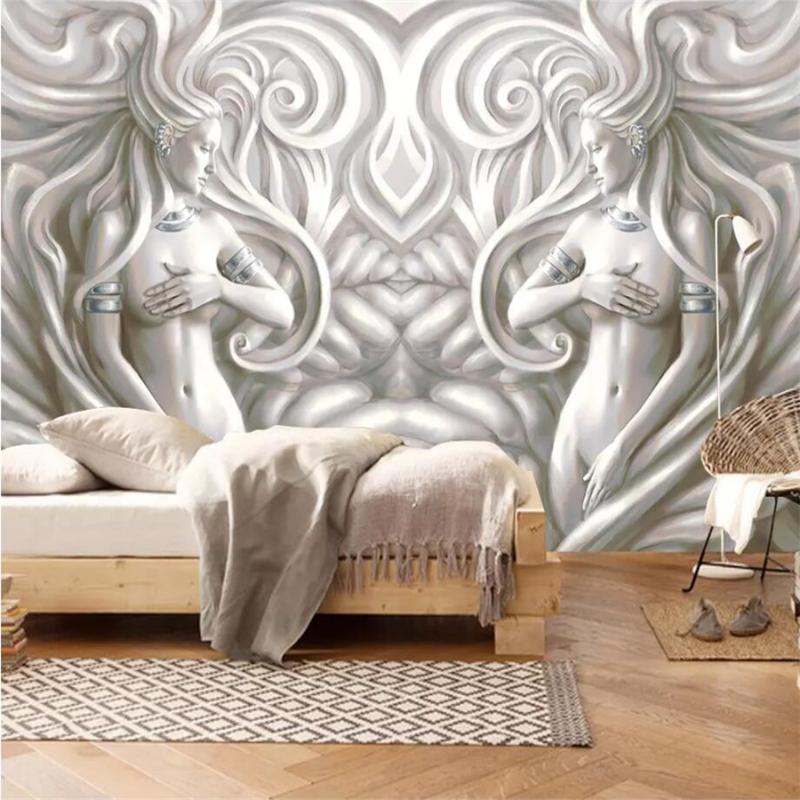 

mural Custom wallpaper 3d embossed beauty sculpture modern fashion 3d TV background wall murals papel de parede wallpaper, As pic