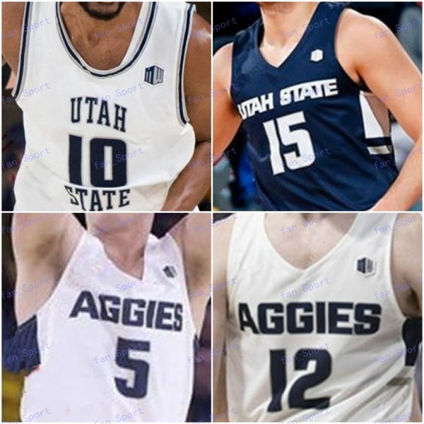 

Custom Utah State Aggies Basketball Jersey 5 Sam Merrill 23 Neemias Queta 2 Sean Bairstow 13 Liam McChesney Brock Miller Utah State Jersey, As