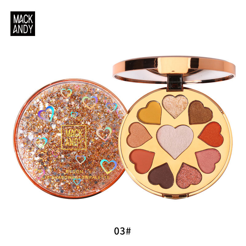 

Mack andy Brand 10 colors eye shadow palette Heart-shaped love shimmery matte glitte highly pigmented eyeshadow makeup, 02